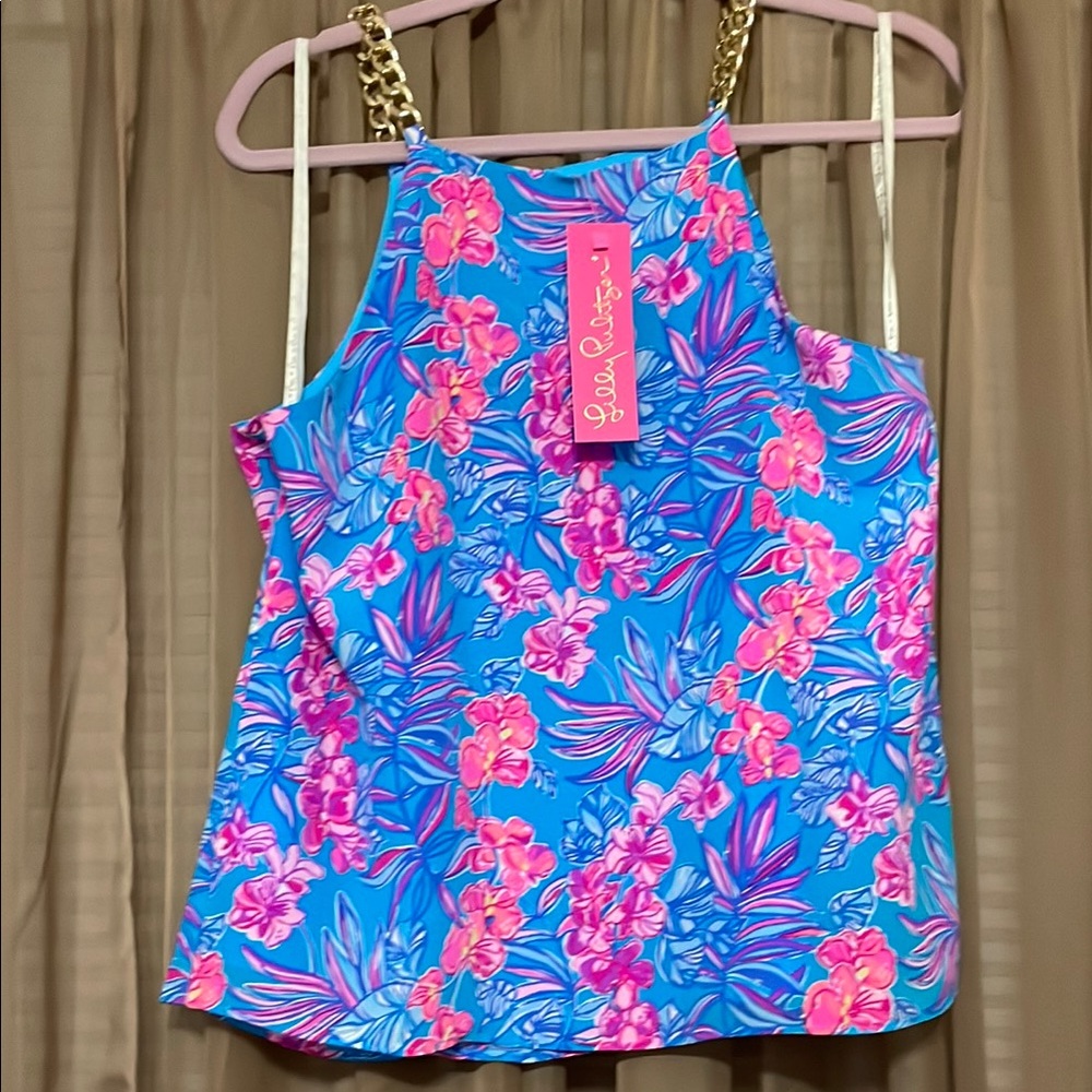 Lilly Pulitzer Joannah Blue and Pink Top - Picture 3 of 6